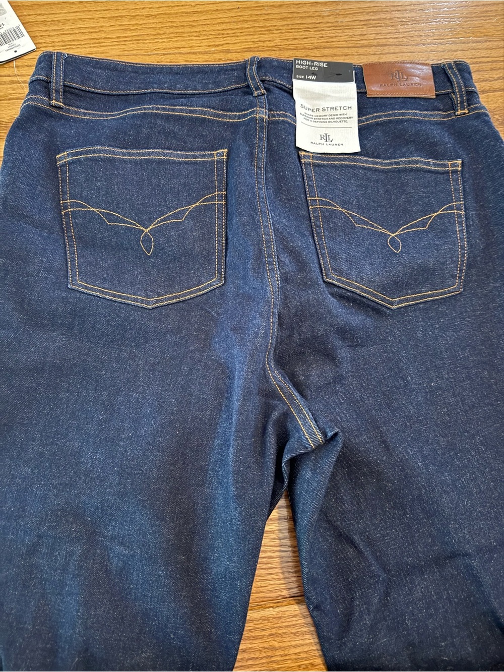 Ralph Lauren Women’s Dark Blue High-Rise Stretch Boot Leg Jeans Size 14W NWT - Picture 5 of 5